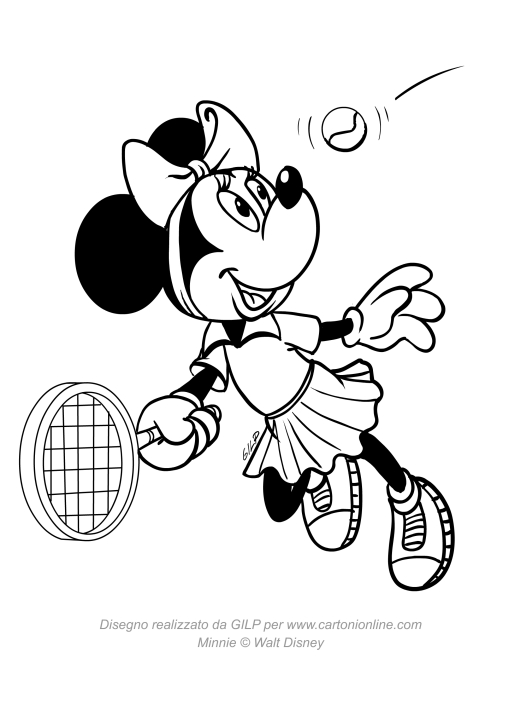 Disegno da colorare di Minnie che gioca a tennis