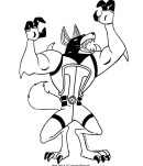 Disegno dell'alieno Benwolf simile ad un uomo lupo