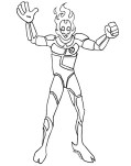 Drawing of the alien Heatblast - the man of fire formed by incandescent lava