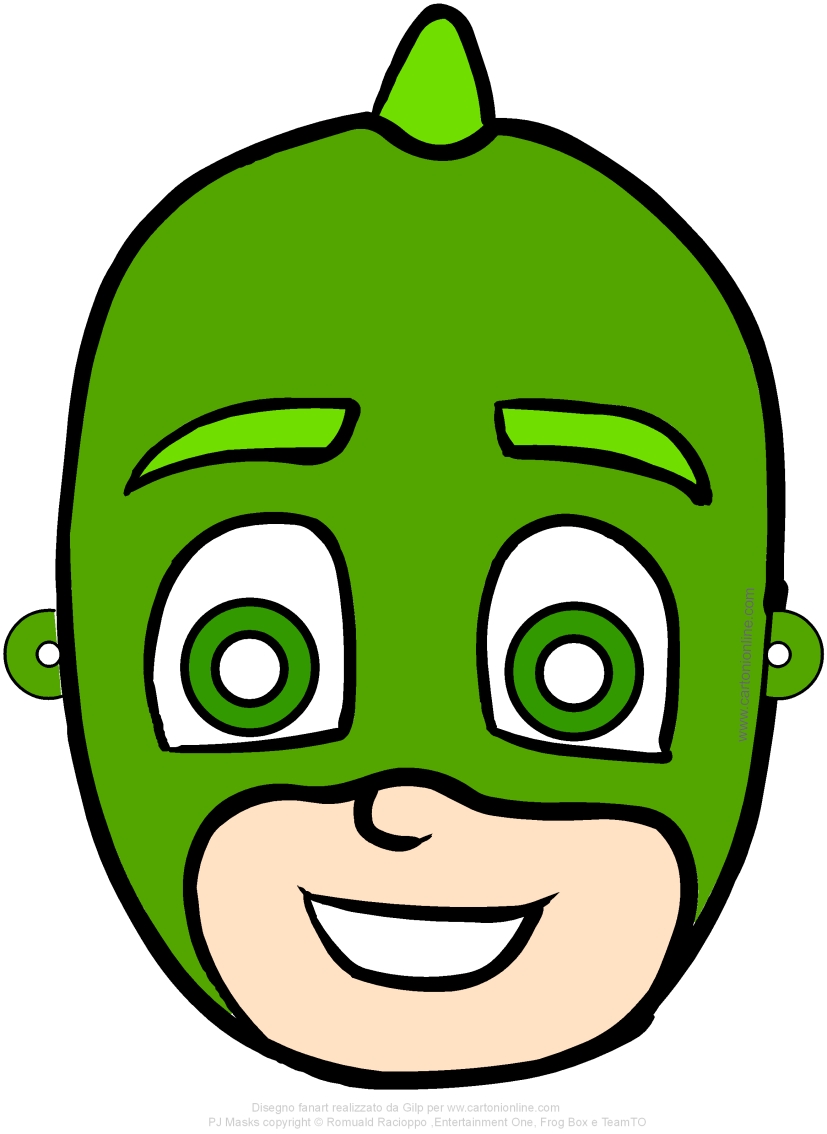 Gecko-mask (PJ-masker - Superpyjamas) som ska klippas ut