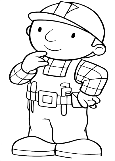 Drawing of Bob the Builder to print and coloring