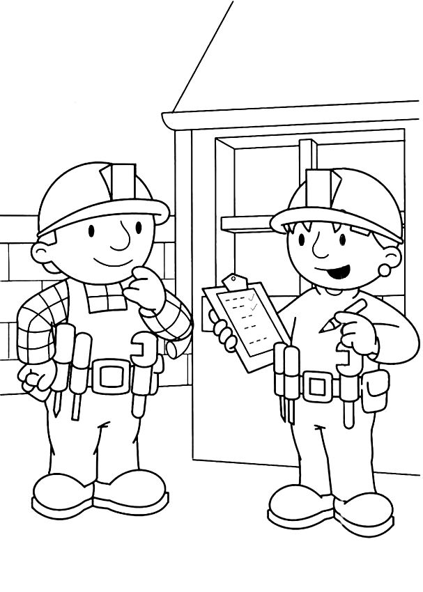 Drawing of Bob the Builder and Wendy to print and coloring