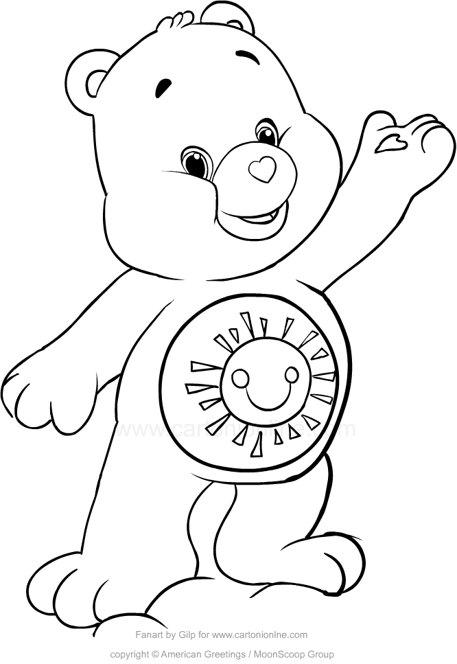 Drawing Funshine Bear (Care Bears) coloring pages printable for kids