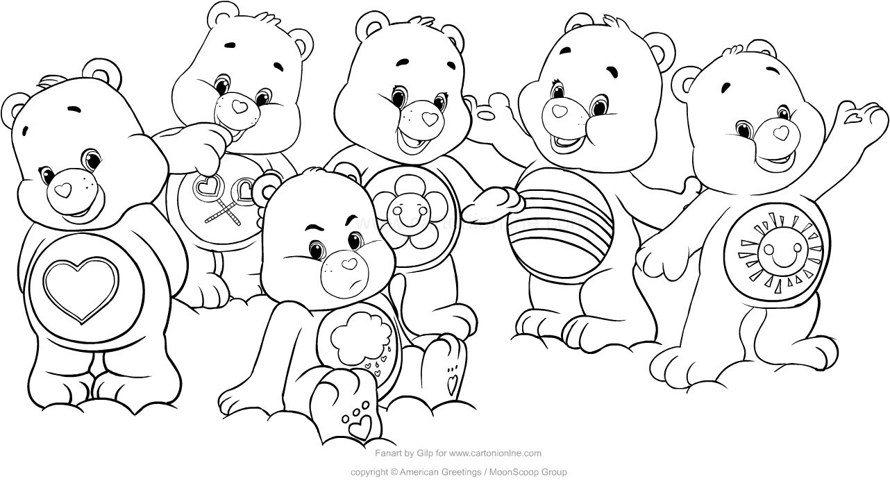 Drawing the Care Bears coloring pages printable for kids