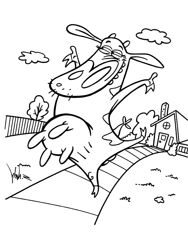 Drawing of Cow and Chicken to print and coloring