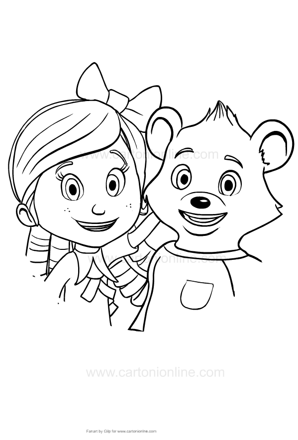 Drawing of Goldie and Bear to print and coloring