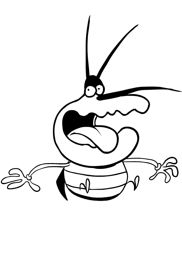 Drawing of Deedee di Oggy and the Cockroaches to print and coloring