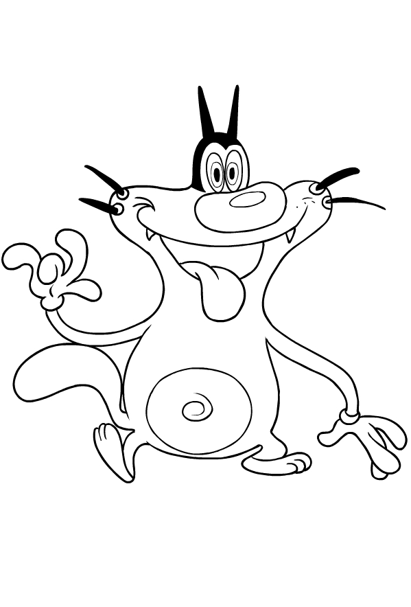 Drawing of Oggy and the Cockroaches to print and coloring.