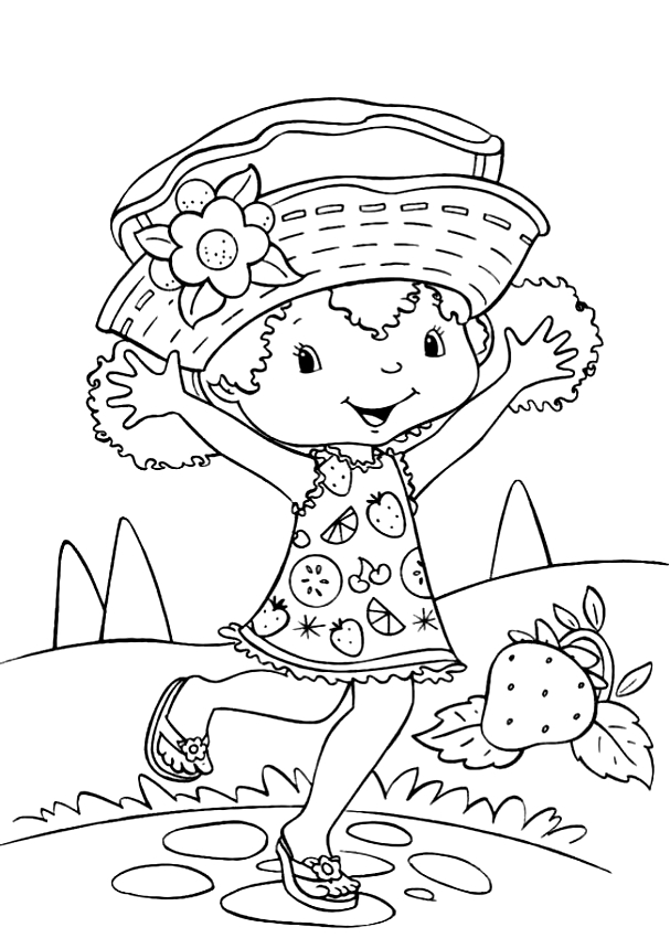 Drawing of Strawberry Shortcake to print and coloring