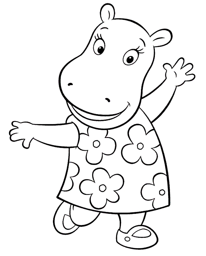 Drawing of Tasha the hippopotamus of the Backyardigans coloring page