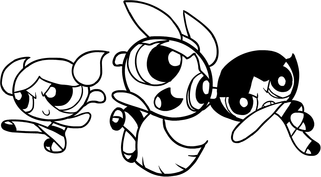 Drawing The Powerpuff Girls in combat coloring pages printable for kids