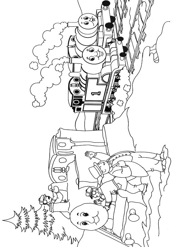 Drawing the Thomas train who greets the mayor coloring pages printable for kids