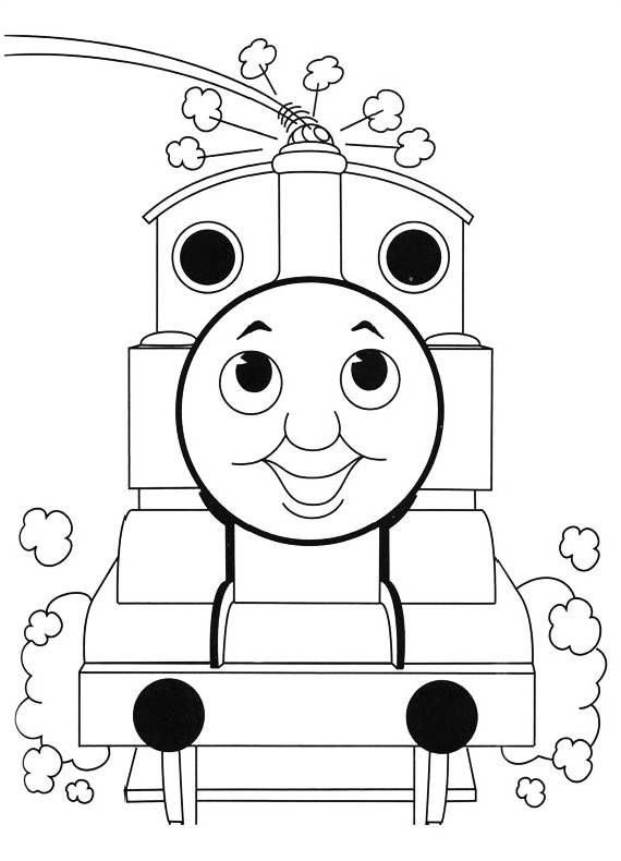 Drawing train Thomas who blows steam coloring pages printable for kids