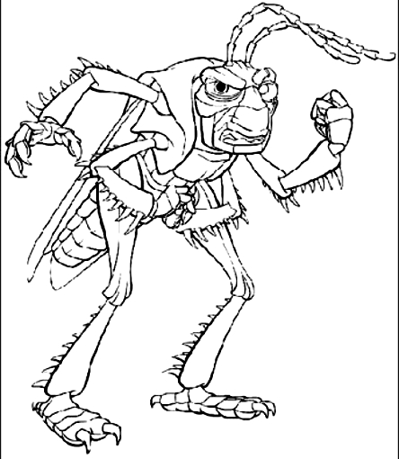 Drawing Hopper the grasshopper (A Bug's Life) coloring pages printable for kids