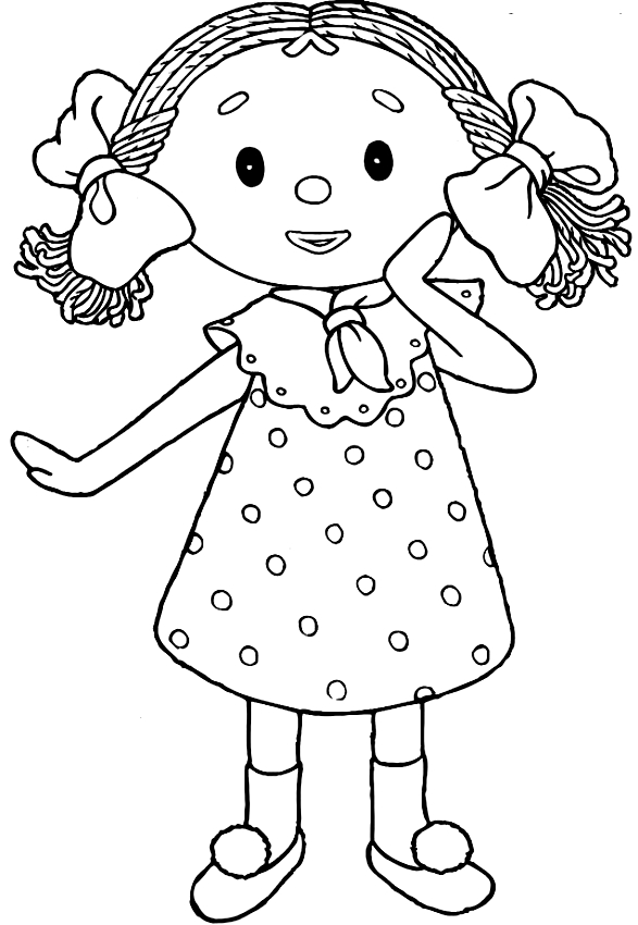 Drawing of Looby Loo from Andy Pandy to print and coloring