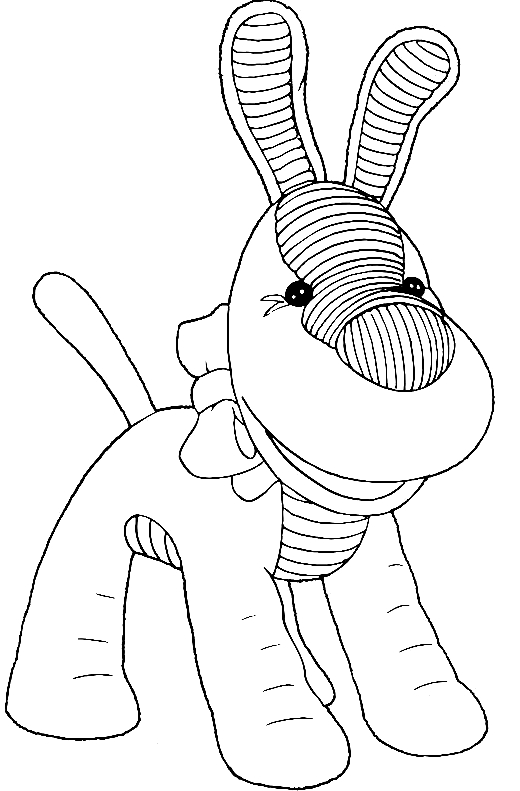Drawing of the cane di pezza from Andy Pandy to print and coloring