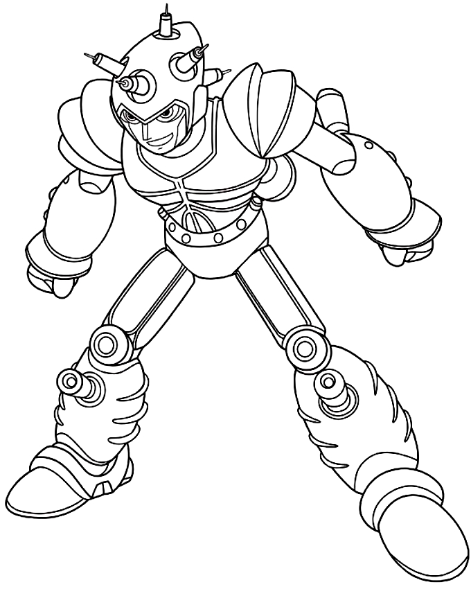 Drawing Atlas the evil robot built by Professor Ram coloring pages printable for kids