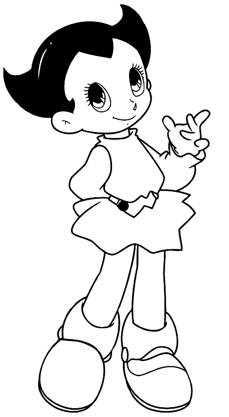 Drawing Uran the sister robot of Astroboy coloring pages printable for kids