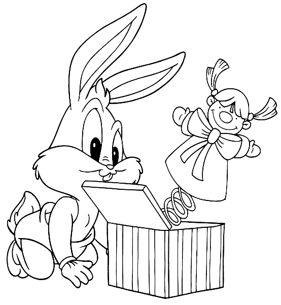 Drawing Baby Bugs Bunny with jack in the box (Baby Looney Tunes) coloring pages printable for kids