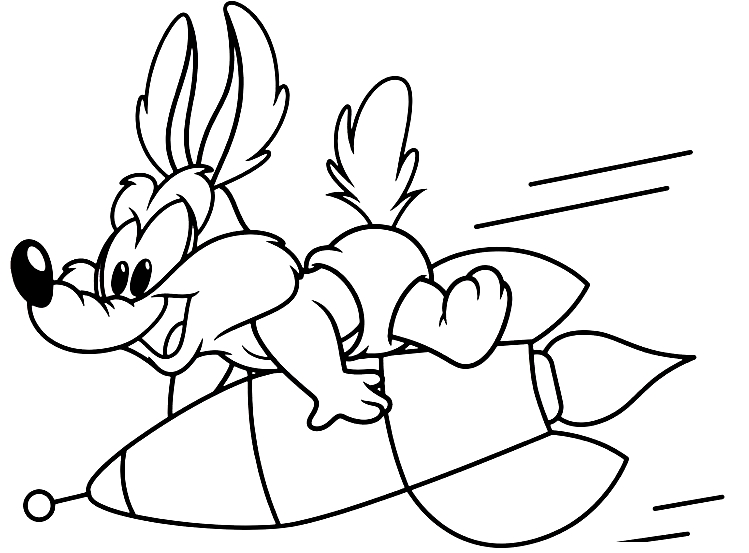 Drawing Baby Wile Coyote on board the rocket (Baby Looney Tunes) coloring pages printable for kids