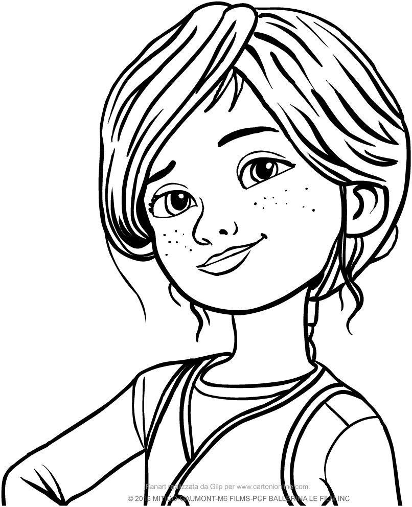Félicie in the foreground (Ballerina the movie) coloring pages