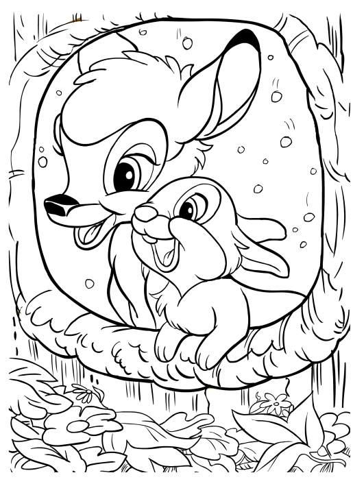 Bambi and thumper the rabbit  coloring pages