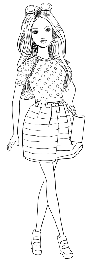 Summer Barbie Coloring Pages : Barbie Coloring Pages. Print for Free. 100 Pictures - Barbie in her striped swimsuit.