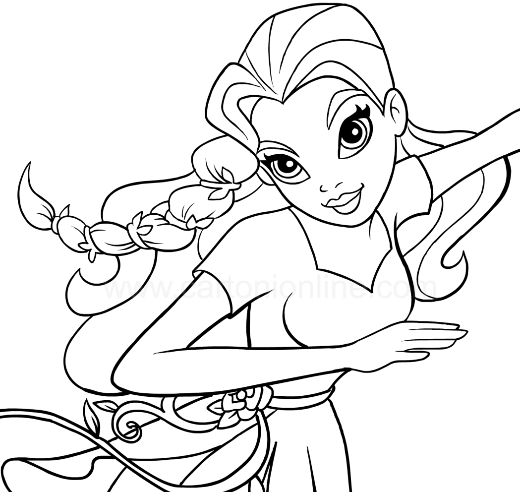 Poison Ivy in the foreground (DC Superhero Girls) coloring page