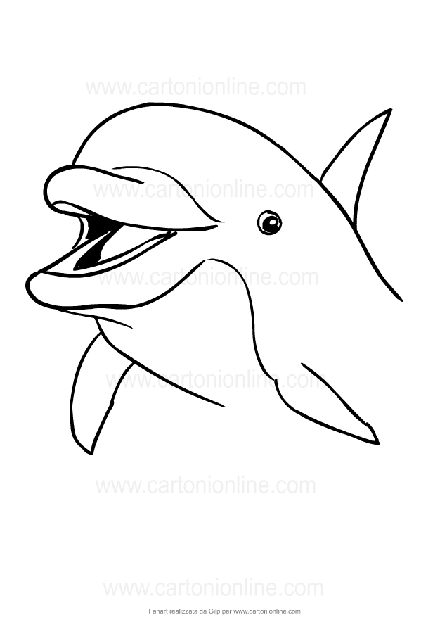 Drawing of dolphins to print and coloring