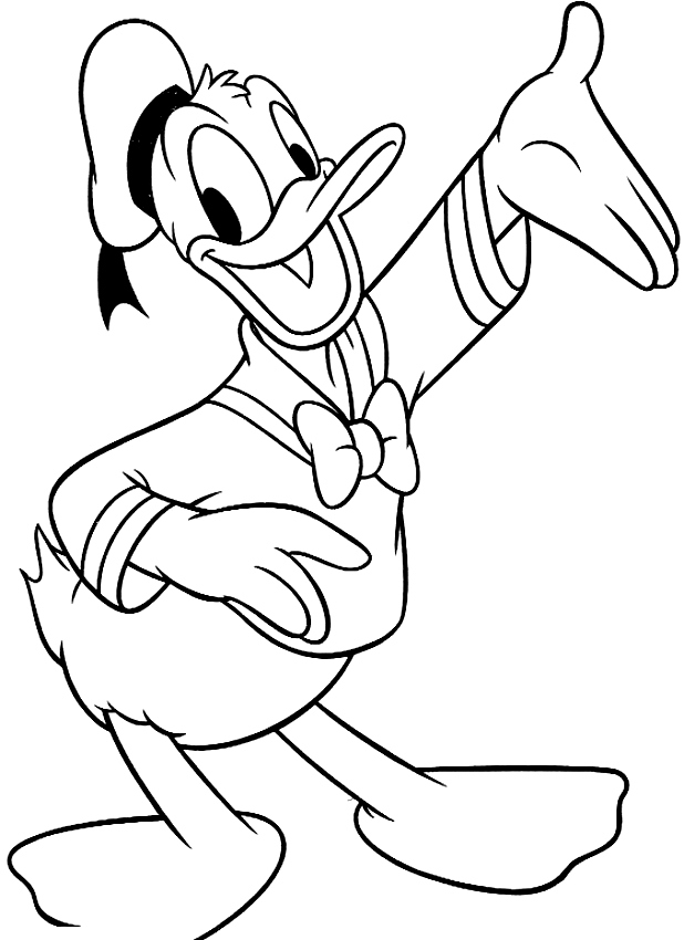 Drawing Donald Duck I'm here coloring pages printable for kids 
