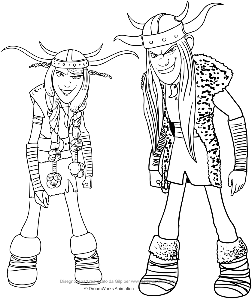 Drawing Tuffnut and Ruffnut Thorston coloring pages printable for kids