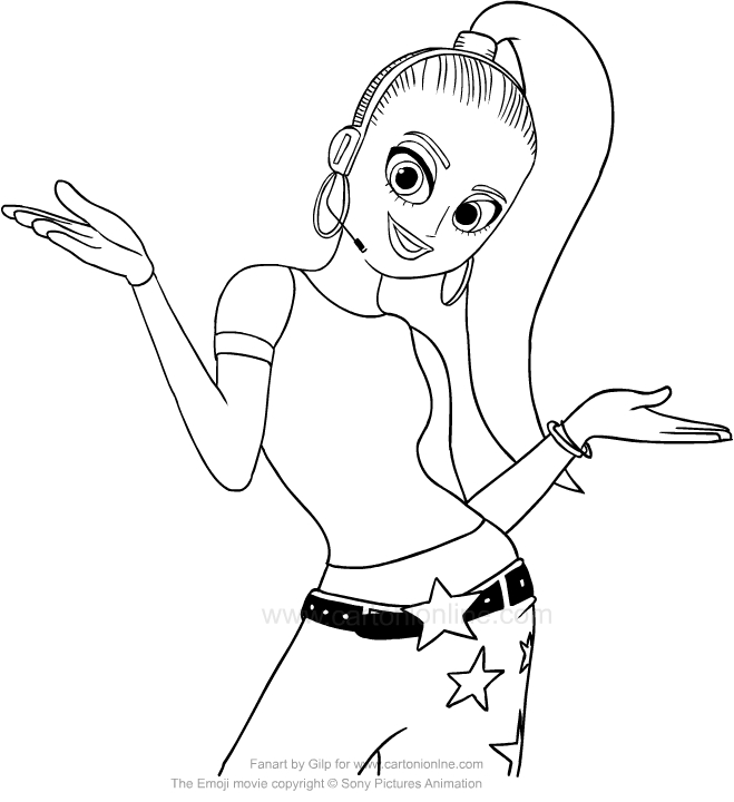 Drawing Akiko Glitter (emoji the movie ) coloring pages printable for kids