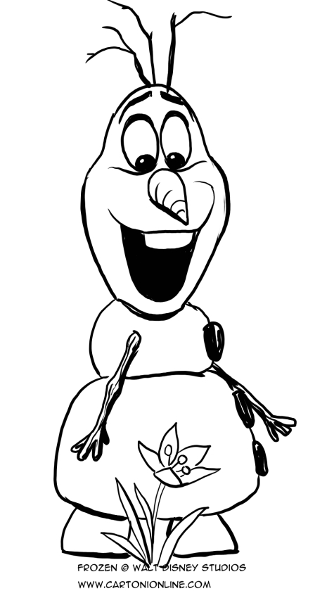 Olaf the Snowman with flower coloring page