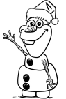 Olaf with Christmas hat coloring page