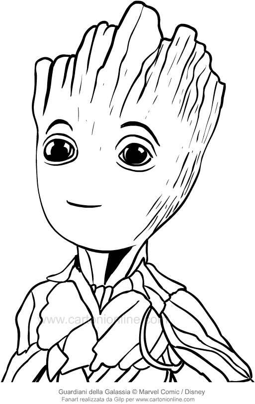 Drawing Groot (the face) (Guardians of the Galaxy) coloring pages printable for kids