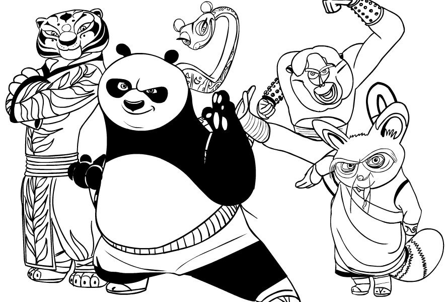 Drawing of Kung Fu Panda to print and coloring