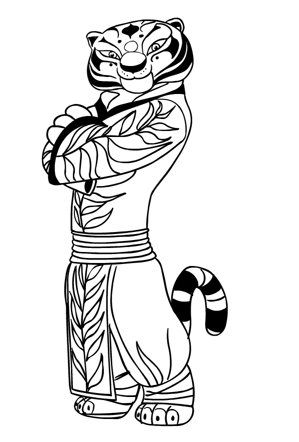 Drawing of the Maestro Tigre di Kung Fu Panda to print and coloring