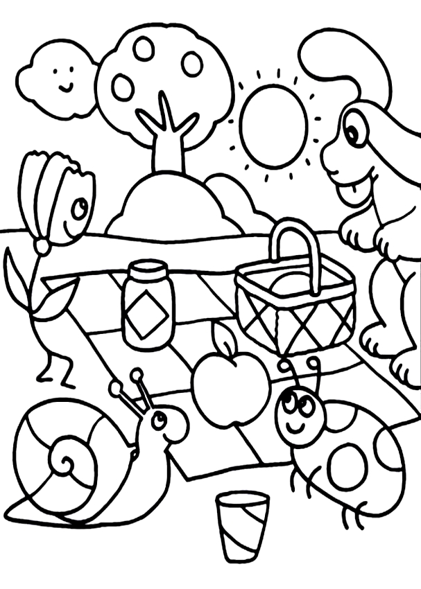 Drawing of the Pimpa al pic nic to print and coloring
