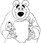 Masha, bear and rabbit coloring page