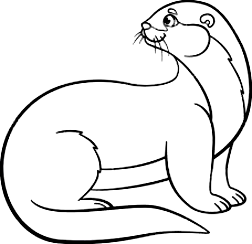 Drawing of otters to print and coloring