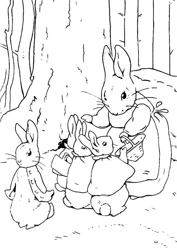 Drawing of Peter Rabbit to print and coloring
