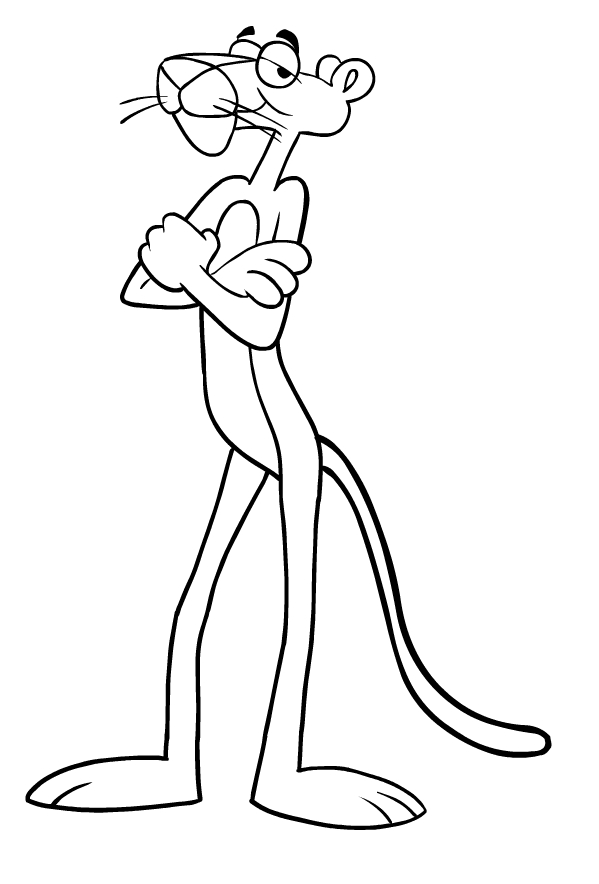 Drawing of the Pink Panther to print and coloring