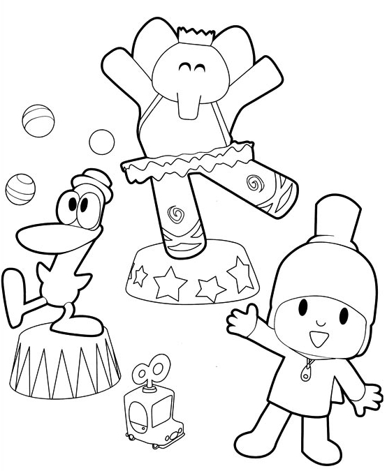 Drawing Pocoy, Pato, Elly dancers coloring pages printable for kids