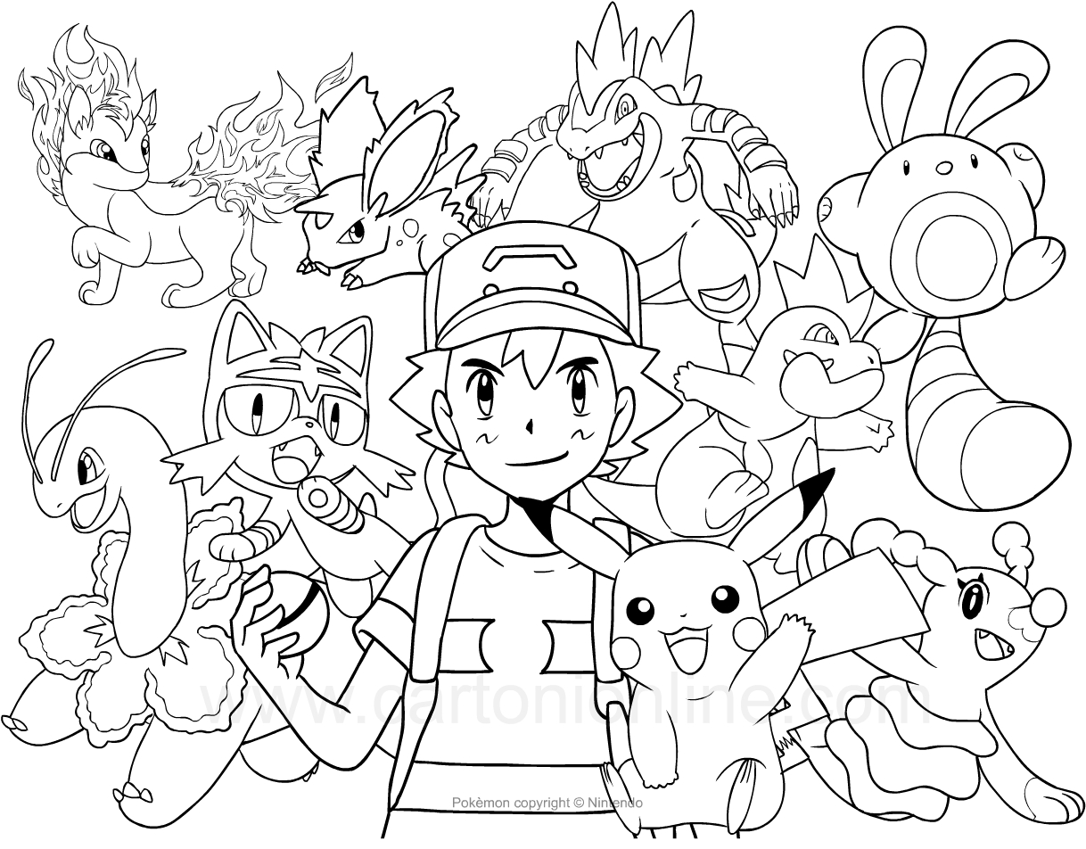 Drawing the Pokemon coloring pages printable for kids