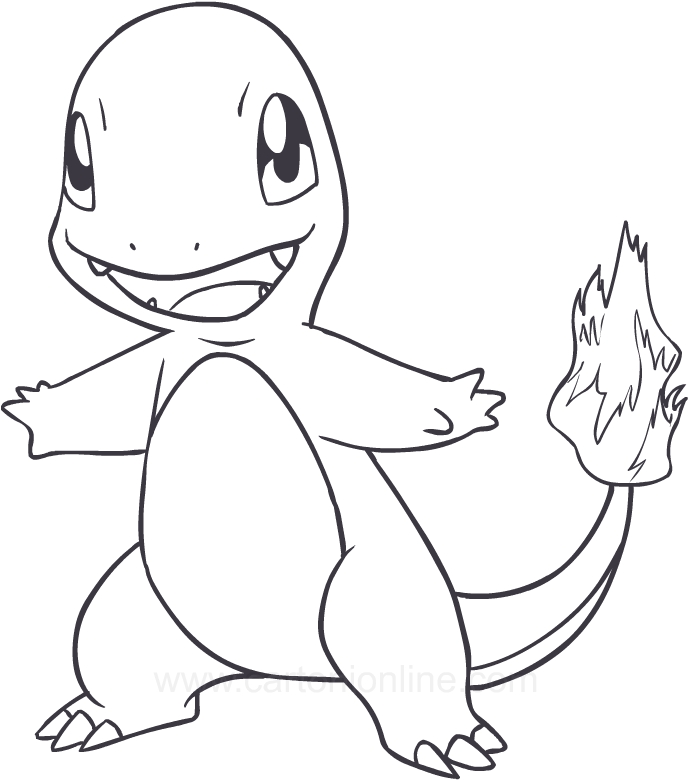 Drawing Charmander of the Pokemon coloring pages printable for kids