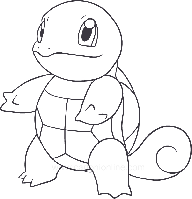 Drawing Squirtle of the Pokemon coloring pages printable for kids