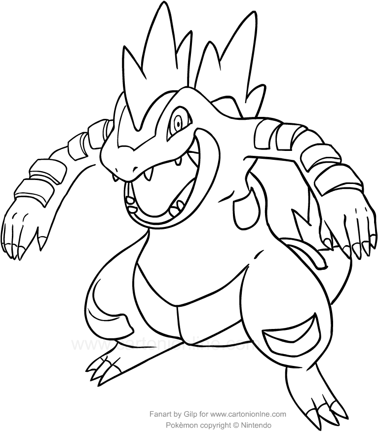 Drawing Feraligatr of the Pokemon coloring pages printable for kids