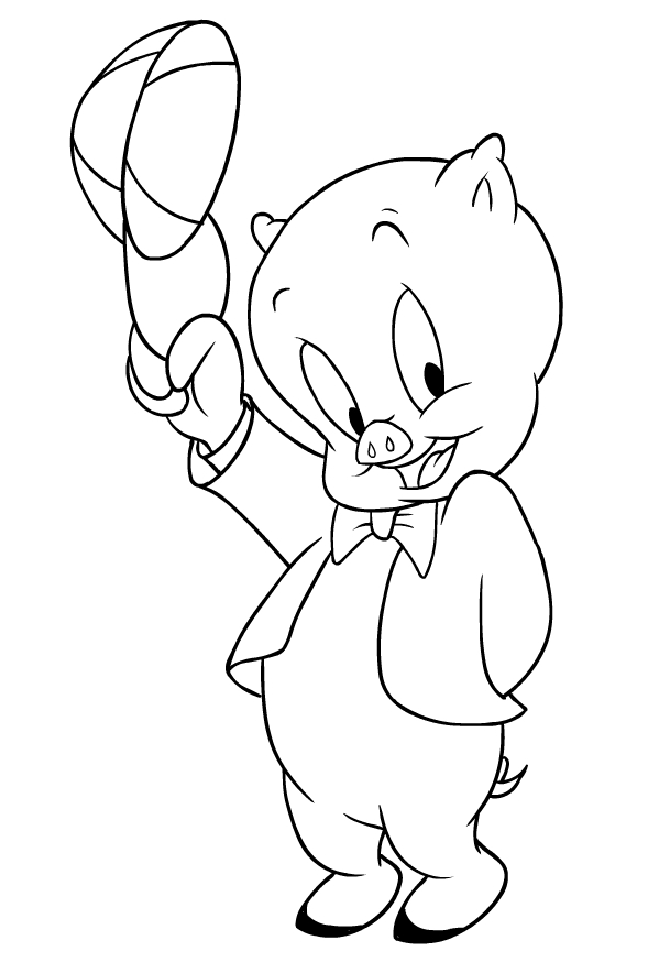 Drawing of Porky Pig to print and coloring