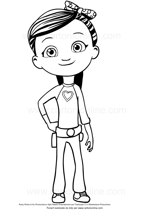 Drawing of Ruby Ramirez di Rusty Rivets to print and coloring