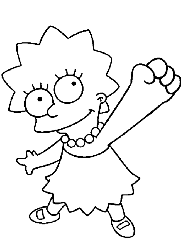 Drawing of Lisa Simpson to print and coloring